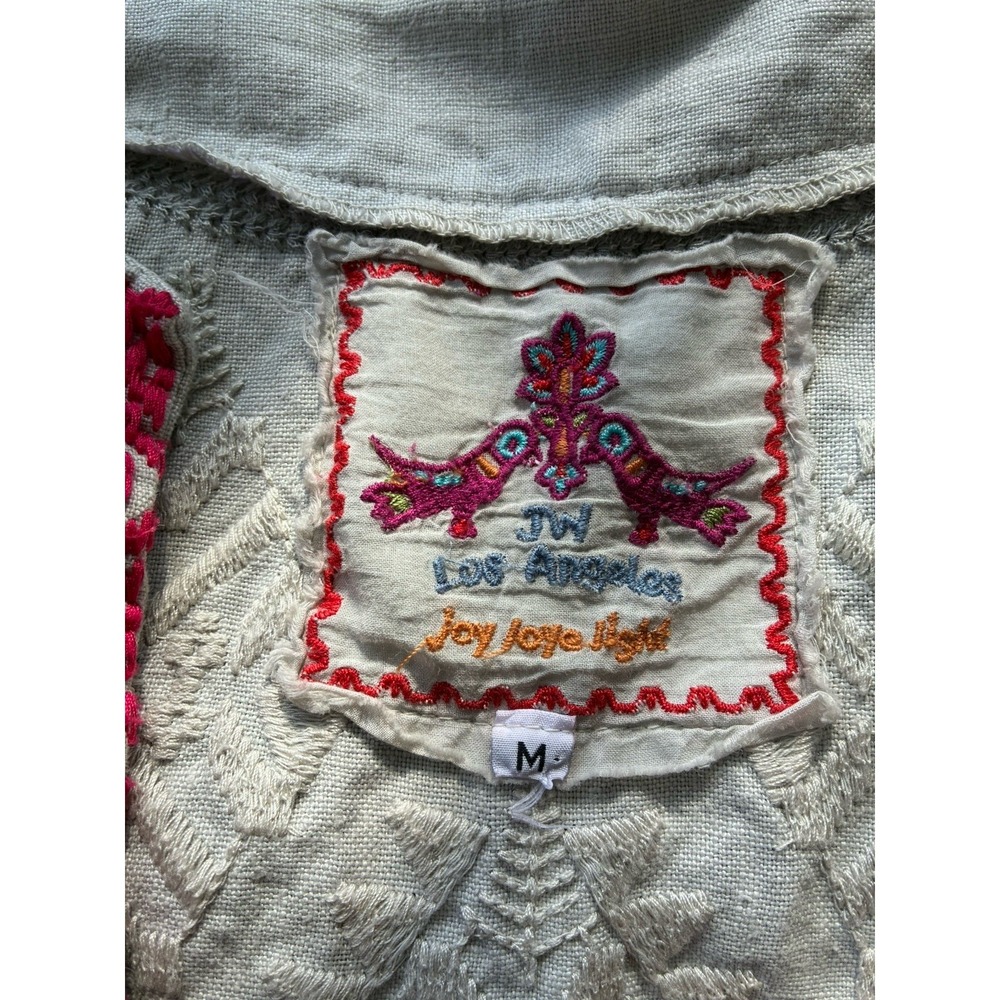 Joy Love Light‎ JW Johnny Was Los Angeles White Medium  100% Linen Embroidered - Picture 5 of 8